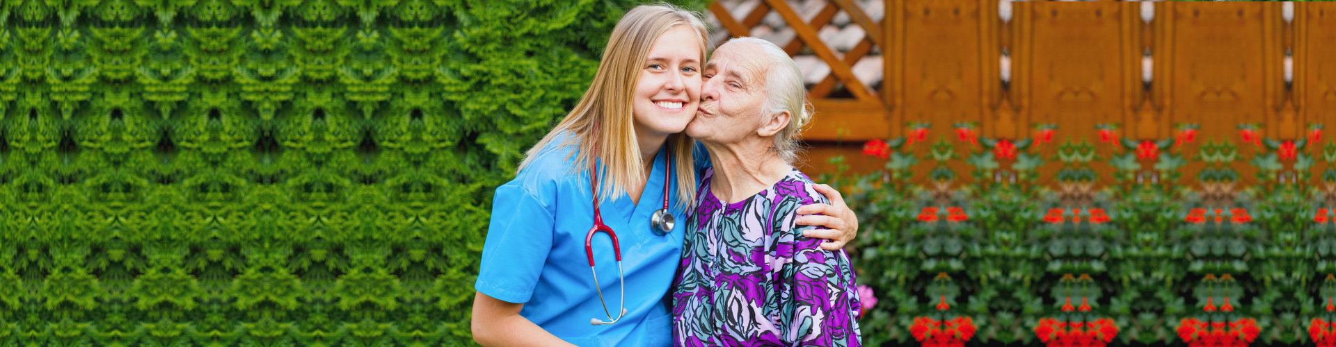 Nurse and patient happily smiles